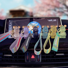 Violent Bear Cartoon Crystal Bow Tie Key Chain Pendant