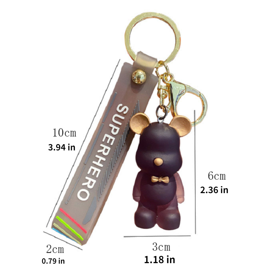 Violent Bear Cartoon Crystal Bow Tie Key Chain Pendant