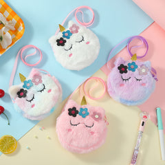 Girls Plush Unicorn Coin Purse Wallet for Kids Birthday