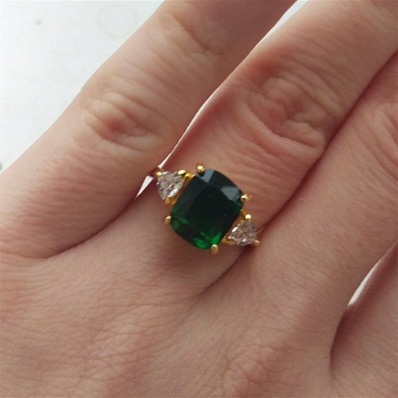 Square Zircon Solitaire Ring for Women's Engagement