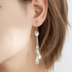 Teardrop Zircon Dangle Earrings 925 Silver Plated Gift For Women