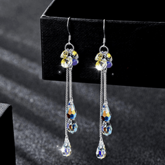 Teardrop Zircon Dangle Earrings 925 Silver Plated Gift For Women