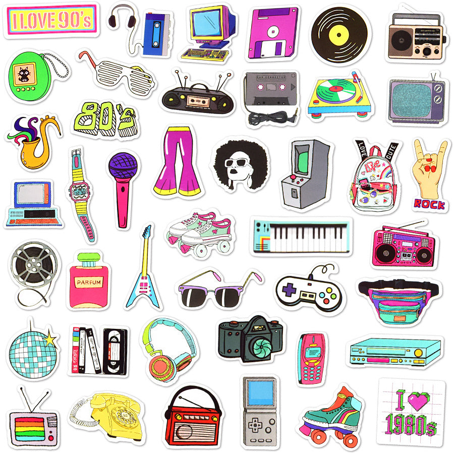 70pcs Classic 80s 90s Stickers Retro Nostalgia Stickers Waterproof Decals