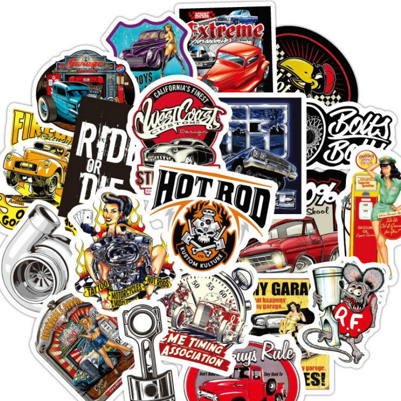 50pcs Unique Car Stickers Waterproof Durable for Luggage Notebooks