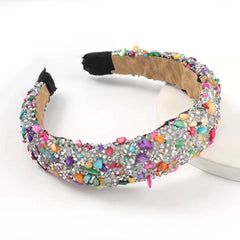 Colorful Rhinestone Boho Hair Band Crystal Wide Headband Women's Hair Accessorie