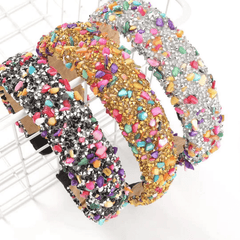 Colorful Rhinestone Boho Hair Band Crystal Wide Headband Women's Hair Accessorie