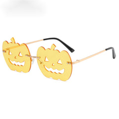 Pumpkin Hollow Rimless Sunglasses Hip Hop Women Sunshade Eyeglasses