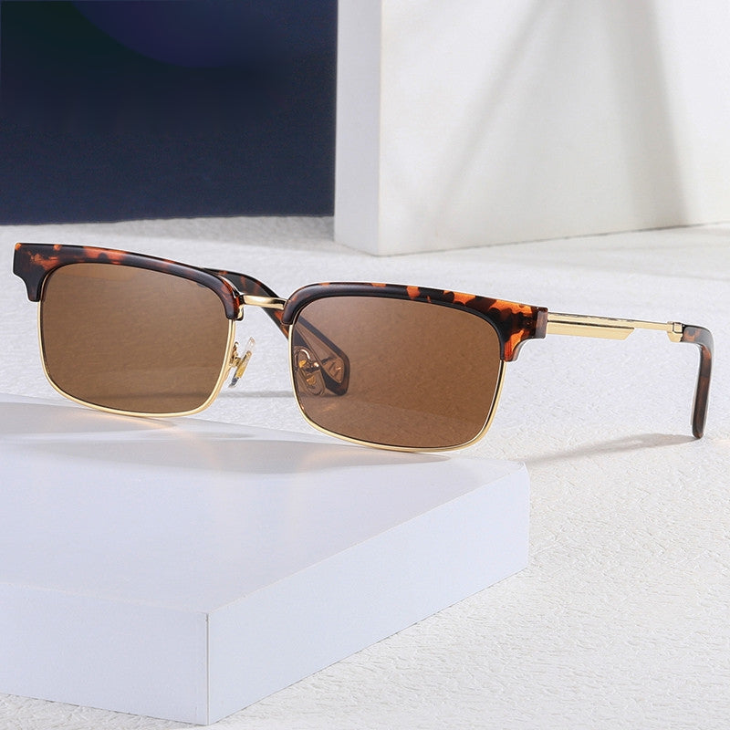 Square Metal Sunglasses UV400 Anti Glare for Driving Beach Travel