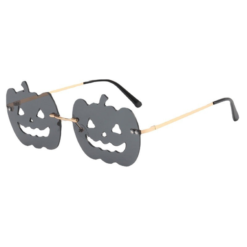 Pumpkin Hollow Rimless Sunglasses Hip Hop Women Sunshade Eyeglasses