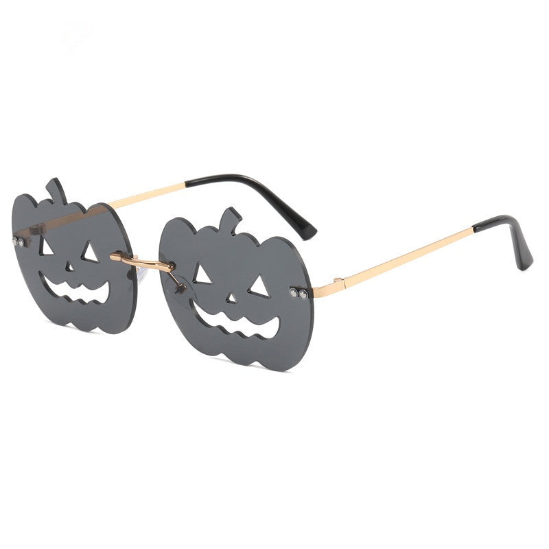 Pumpkin Hollow Rimless Sunglasses Hip Hop Women Sunshade Eyeglasses