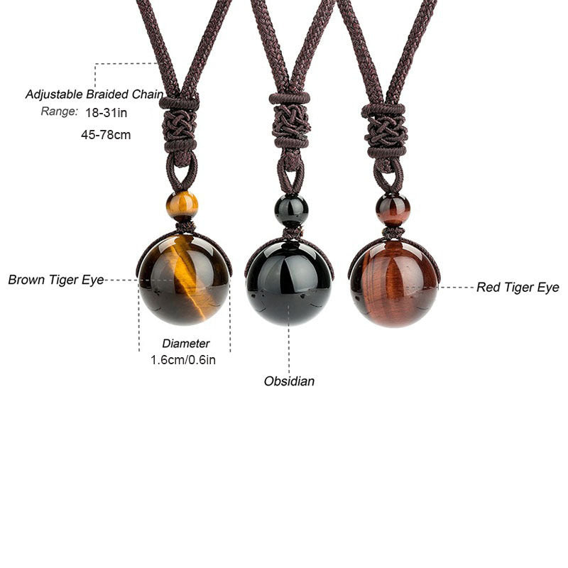 High Pure Natural Tiger's Eye Stone Beads Pendant Necklace