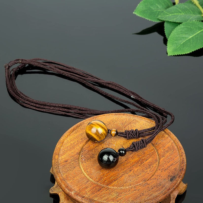 High Pure Natural Tiger's Eye Stone Beads Pendant Necklace