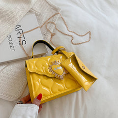 Mini Heart Quilted Shoulder Bag with Coin Purse