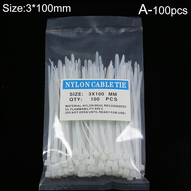 100pcs Nylon Self Locking Cable Zip Ties Fasten Cable