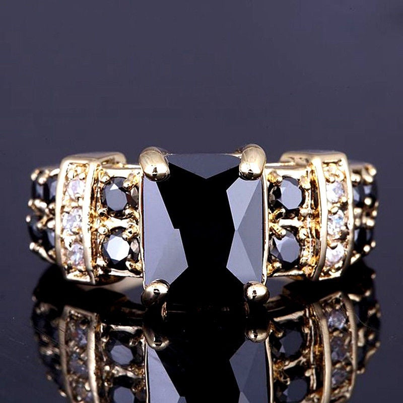 Vintage Men's Zircon Rhinestone Inlaid Ring Jewelry Gift