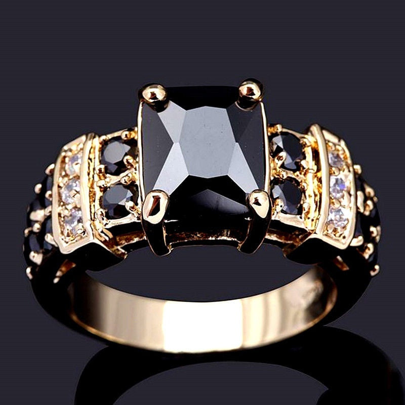 Vintage Men's Zircon Rhinestone Inlaid Ring Jewelry Gift