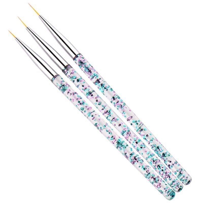 3pcs Nail Art Liner Brushes Kit Superfine Brush for Acrylic DIY Nail Drawing