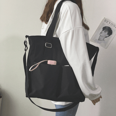 Nylon Shoulder Bag with Front Pockets Large Capacity Crossbody Bag
