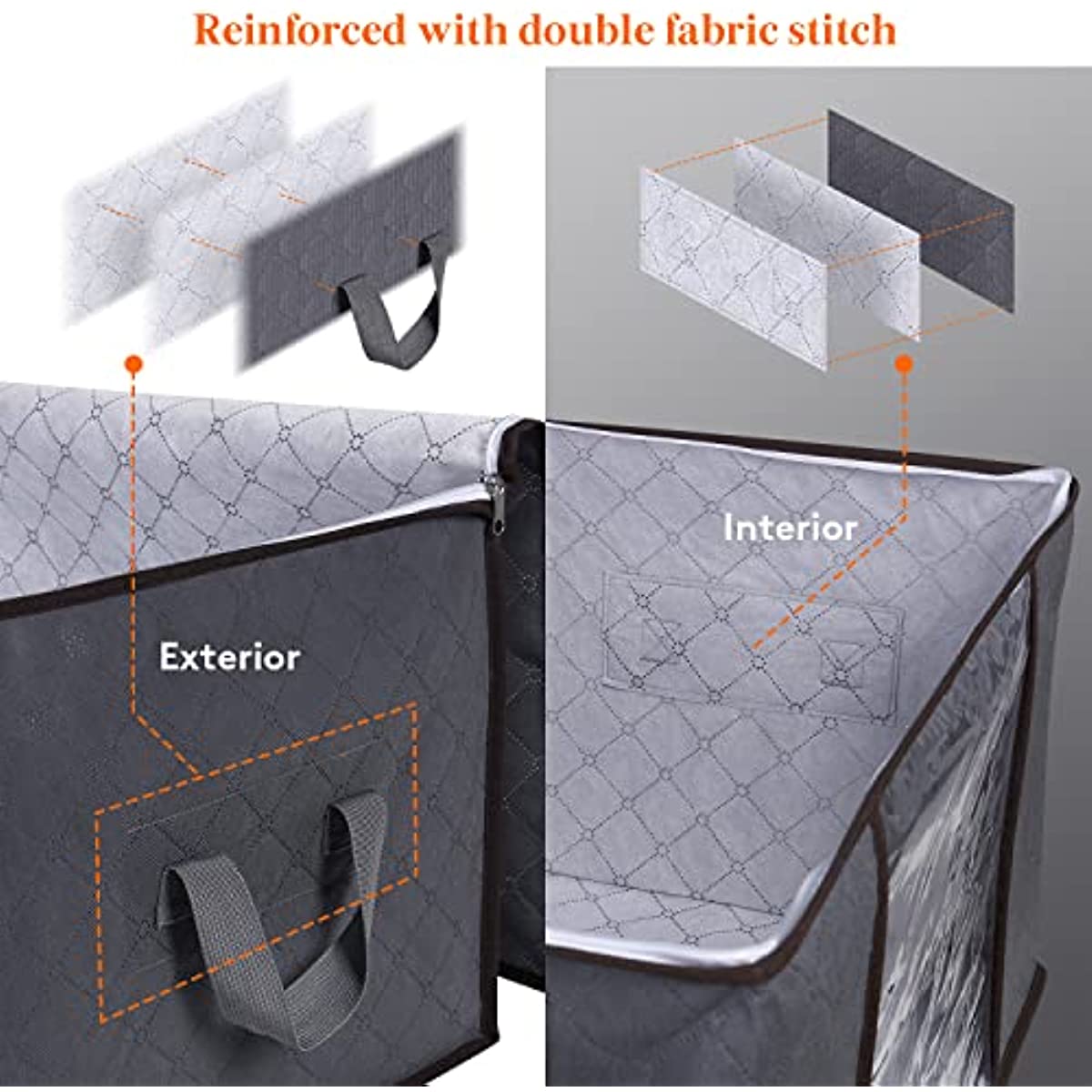 90L Large Storage Bags 3 Pack Closet Organizers Foldable Storage Bins