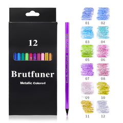 12 Metallic Colored Pencils Set for Artists