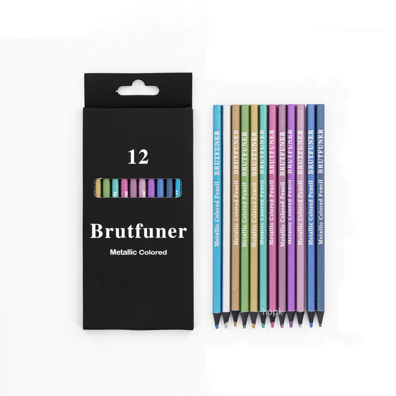 12 Metallic Colored Pencils Set for Artists
