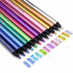 12 Metallic Colored Pencils Set for Artists