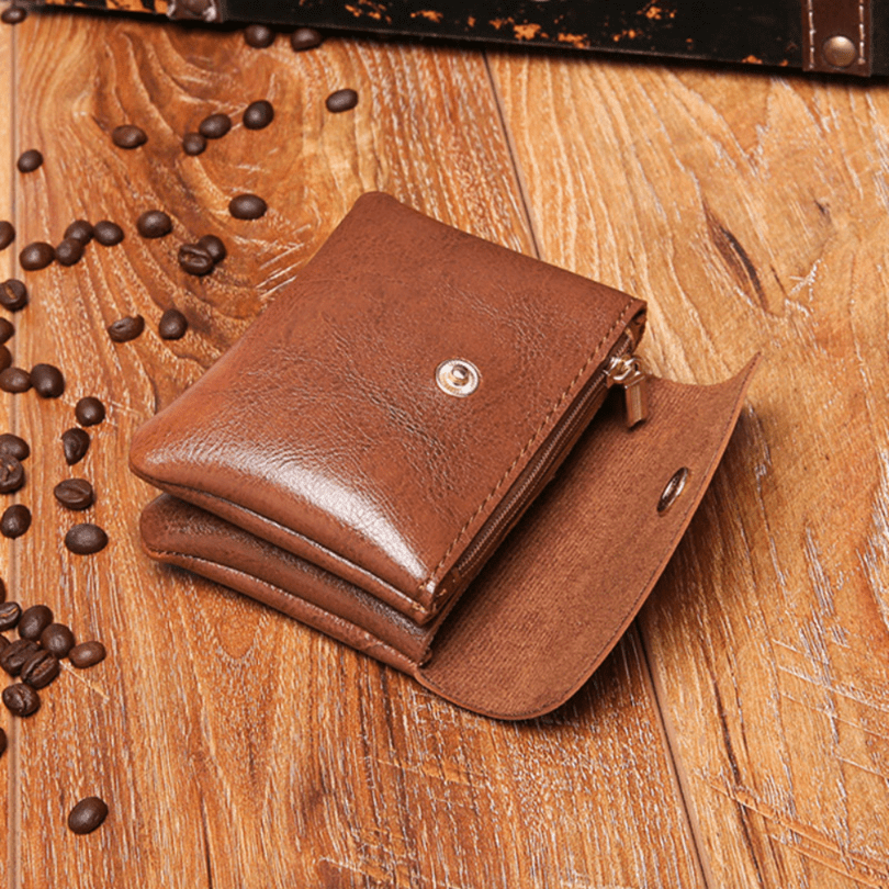 Men's Mini PU Leather Wallet Double Layer ID Credit Card Holders