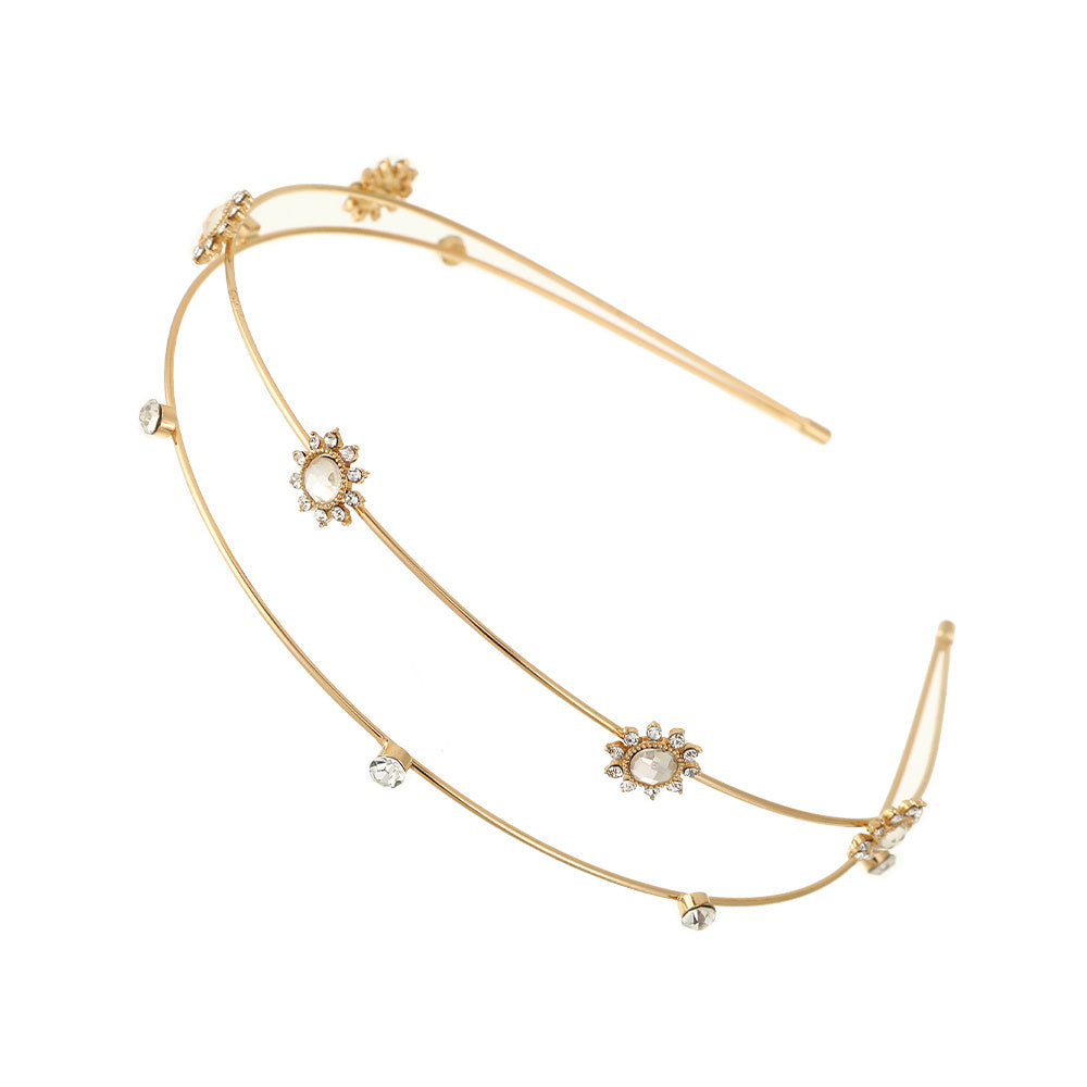Women's Rhinestone Faux Pearl Headband Wedding Hairband