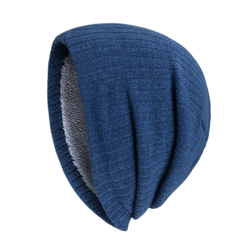 Men's Winter Fleece Knitted Hat Solid Striped Warm Ear Protection