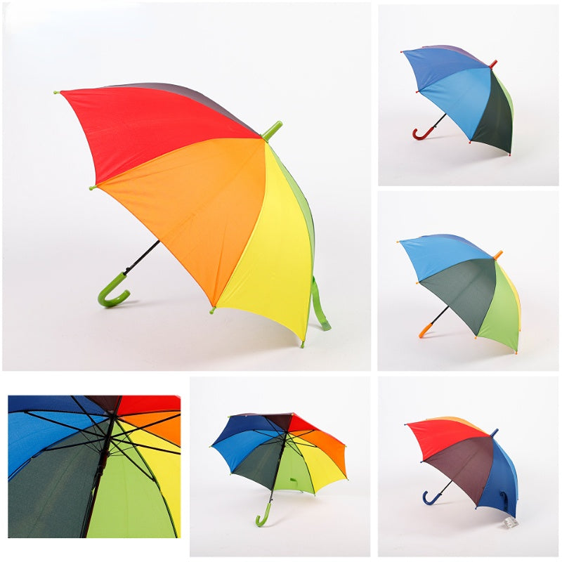 Children's Rainbow Umbrella Colorful Spliced Design For Kids Over 3 Years
