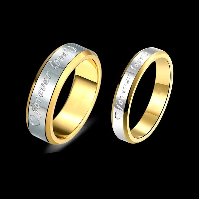 Stainless Steel Couple Rings 4mm 6mm Forever Love Wedding Band Ring