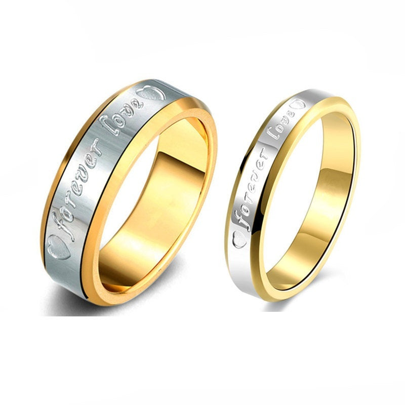 Stainless Steel Couple Rings 4mm 6mm Forever Love Wedding Band Ring