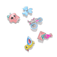5pcs Cartoon Brooch Set Fruit Bird Airplane Palm Cross Pins