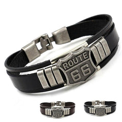 US 66 Road Bangle Leather Bracelet Men