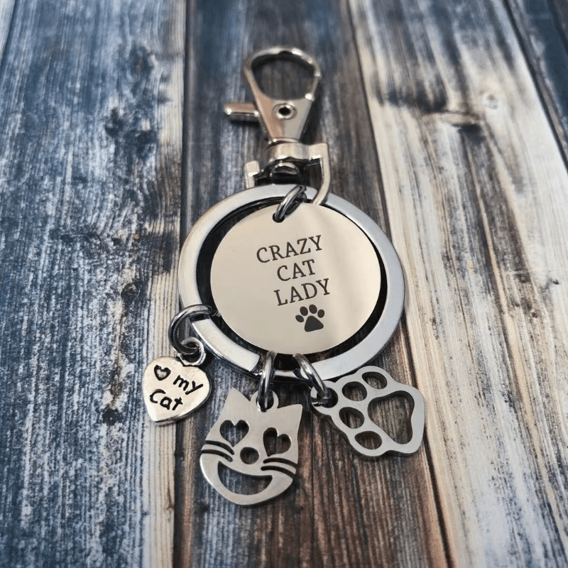 Cute Kitty Paw Charm Key Chain - Great for School Bags, Cars & More