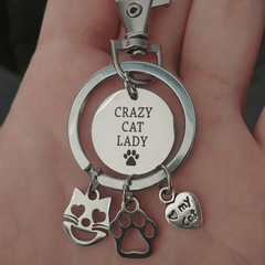 Cute Kitty Paw Charm Key Chain - Great for School Bags, Cars & More