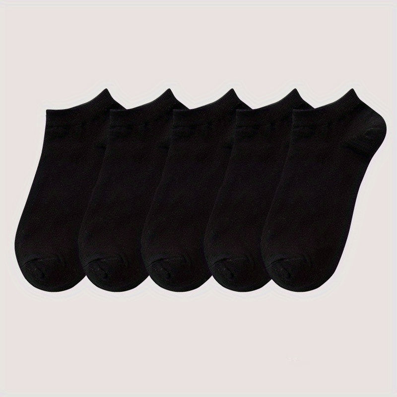5 Pairs Breathable Low Cut Ankle Solid Socks Women's Stockings