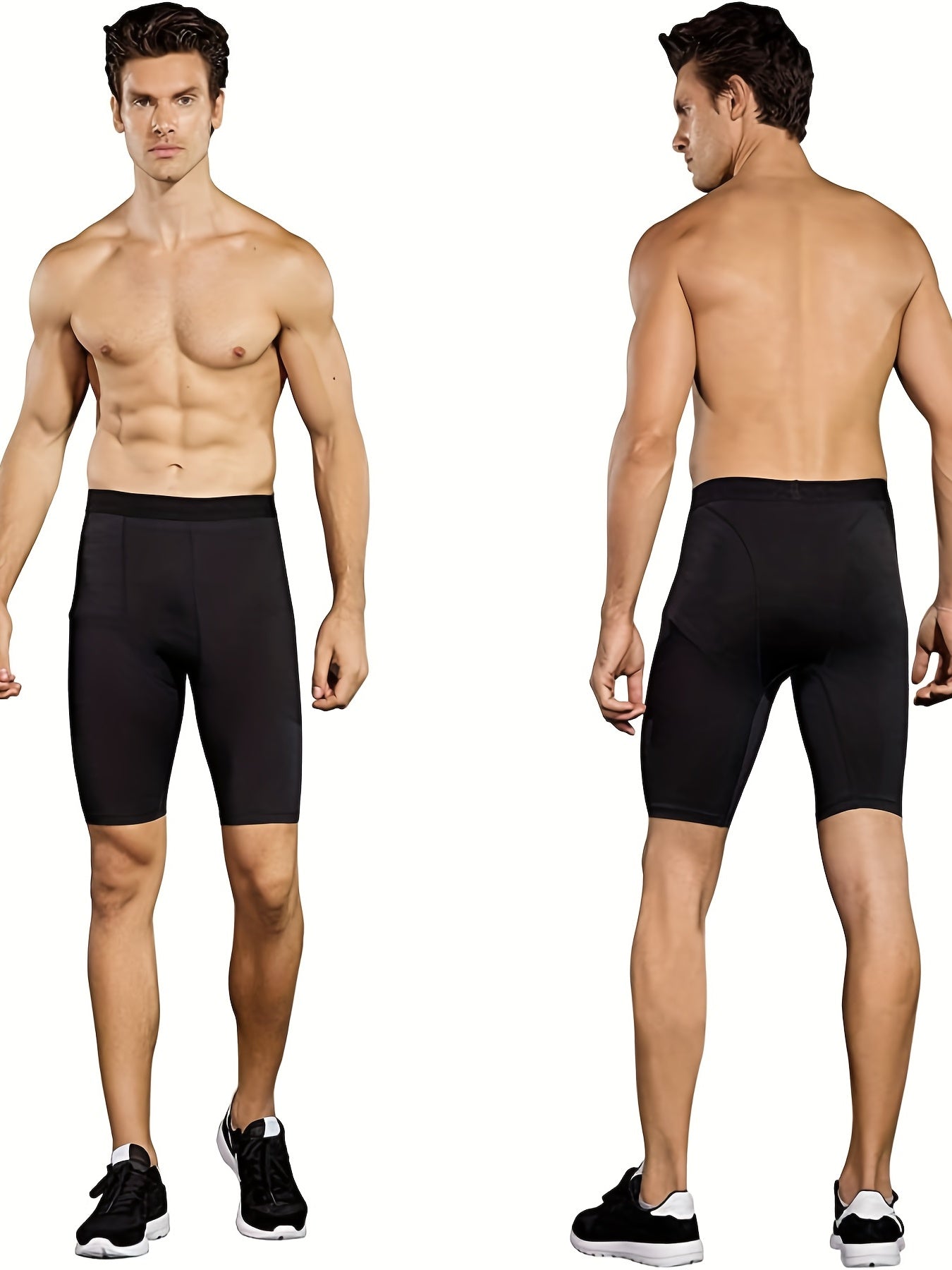 3 Pcs Men's Solid Sports Shorts Set Quick Dry Outdoor Gym Fitness
