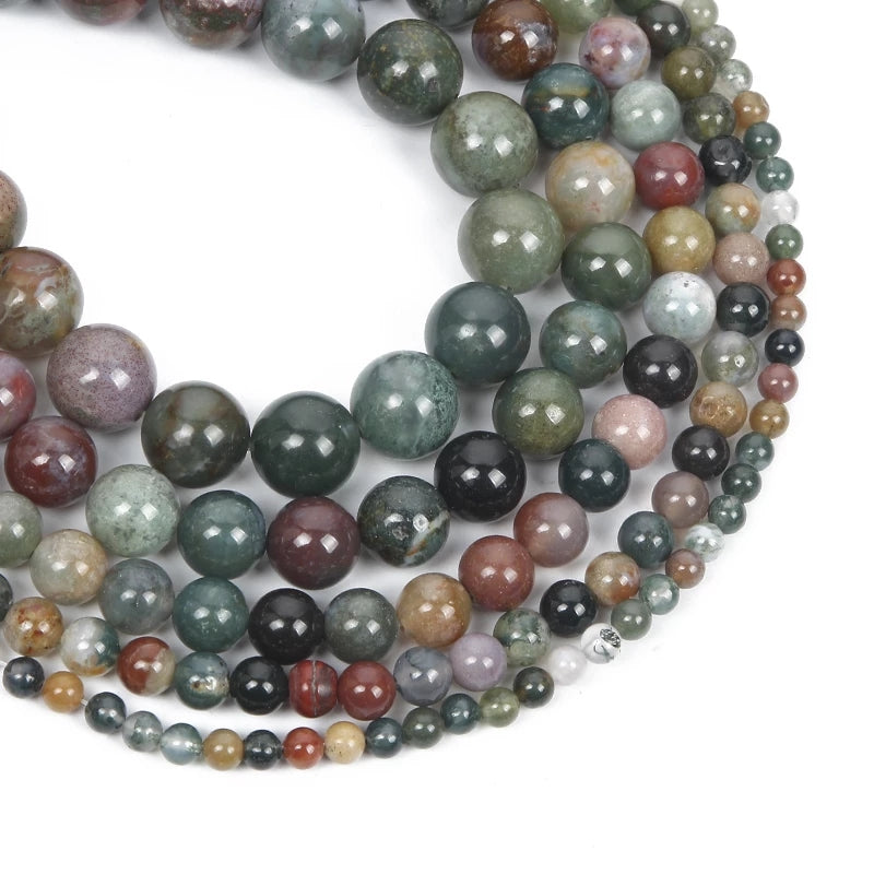 Indian Agate Natural Stone Beads for Jewelry Making 15'' 1Strand 4-12mm
