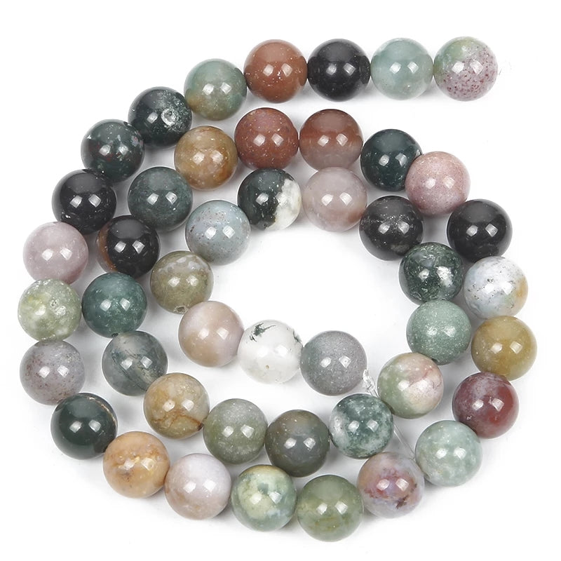 Indian Agate Natural Stone Beads for Jewelry Making 15'' 1Strand 4-12mm