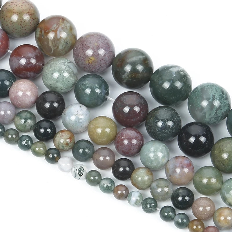 Indian Agate Natural Stone Beads for Jewelry Making 15'' 1Strand 4-12mm
