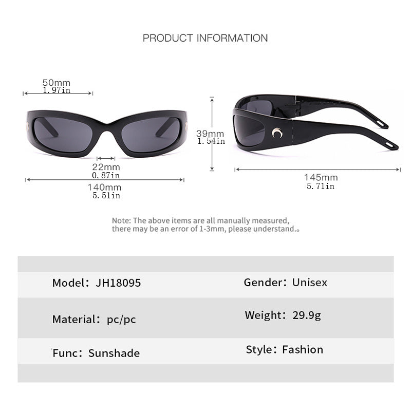 Moon Rectangle Sunglasses Futuristic Technology Style Sun Glasses