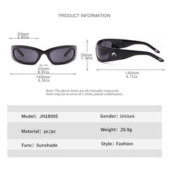 Moon Rectangle Sunglasses Futuristic Technology Style Sun Glasses