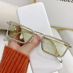 Crystal Rhinestone Square Sunglasses Vintage Women Sun Protection