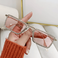 Crystal Rhinestone Square Sunglasses Vintage Women Sun Protection