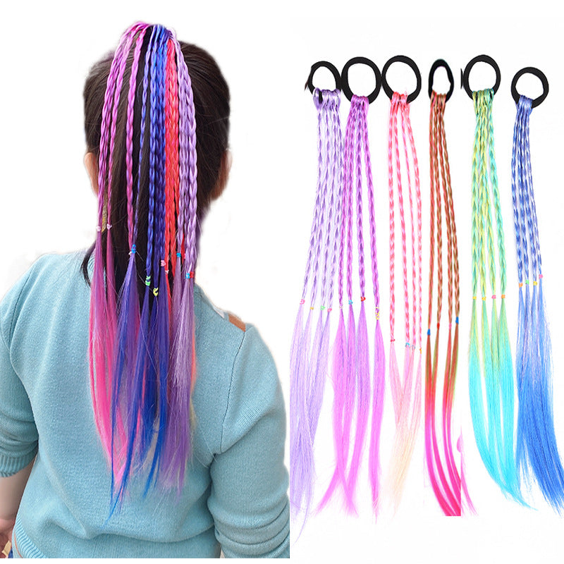 Girls Colorful Wig Ponytail Hair Band Kids Hair Accessories