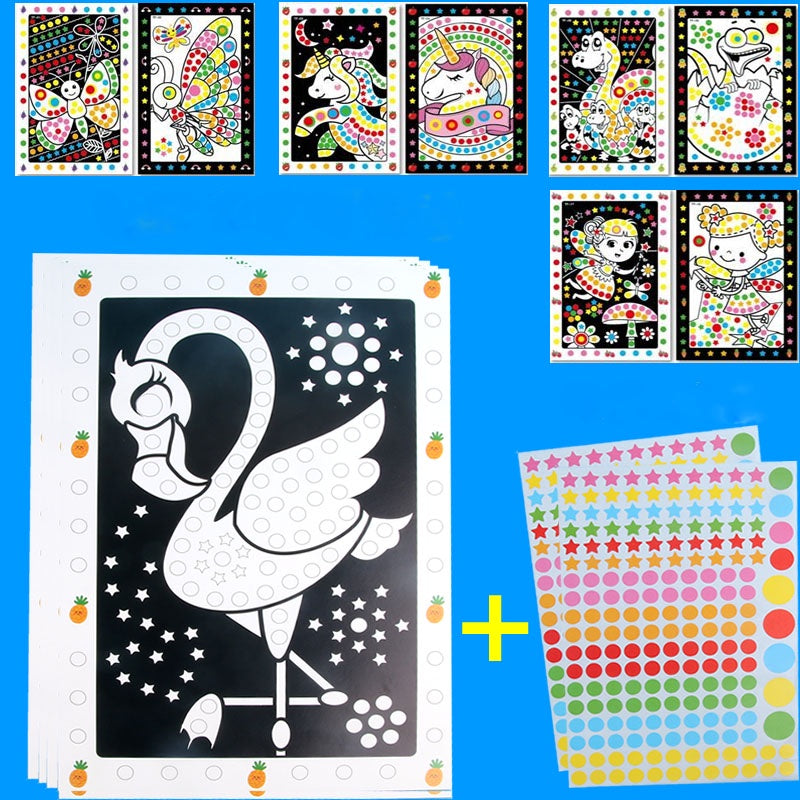 10 Sheets Puzzle Dot Stickers for Kids Cartoon Animals Early Education Toys