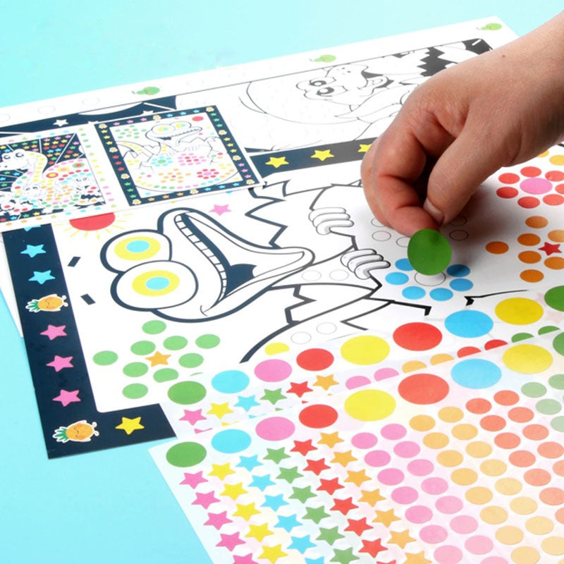 10 Sheets Puzzle Dot Stickers for Kids Cartoon Animals Early Education Toys