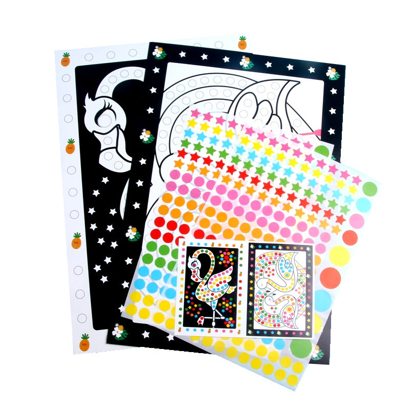 10 Sheets Puzzle Dot Stickers for Kids Cartoon Animals Early Education Toys