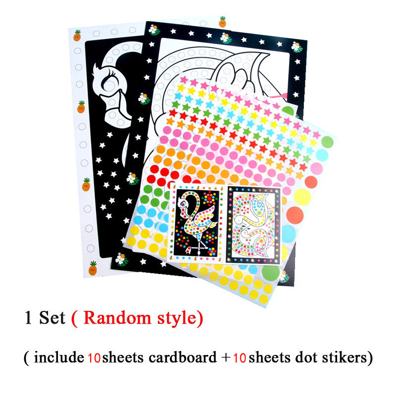10 Sheets Puzzle Dot Stickers for Kids Cartoon Animals Early Education Toys